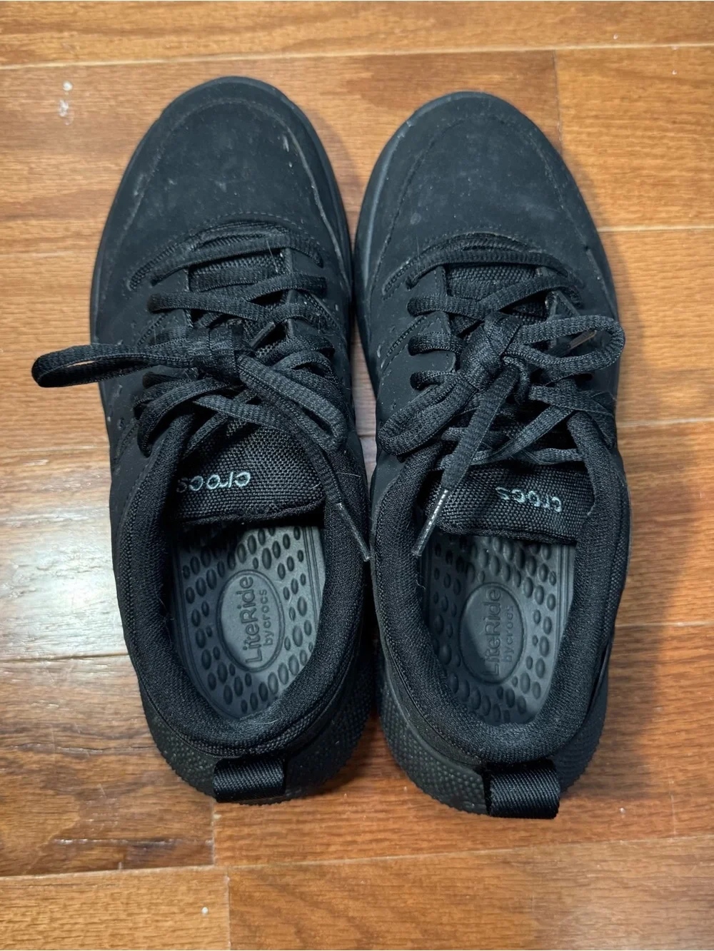 Crocs LiteRide Women all Black Lace-Up Low Top slip resistant restaurant nonslip